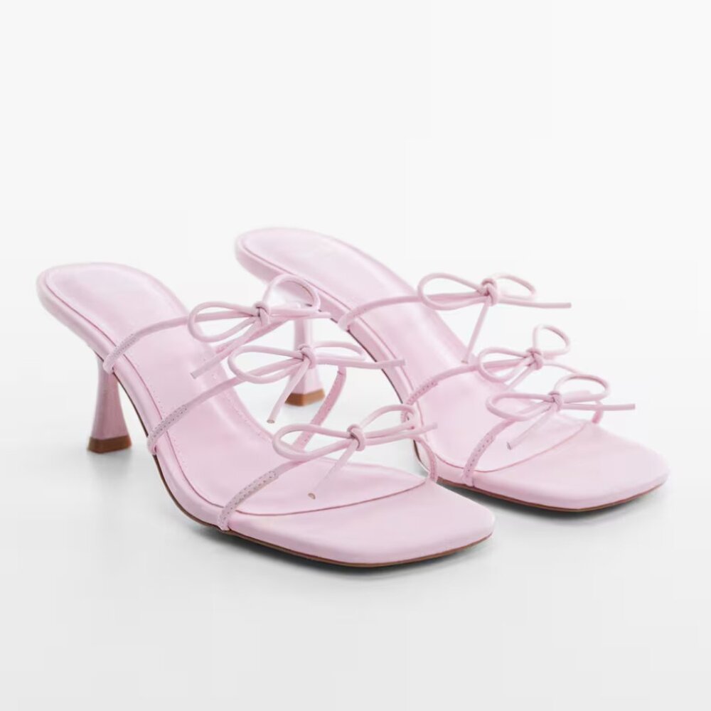 NWT Mango Leather Bow Heel Sandals